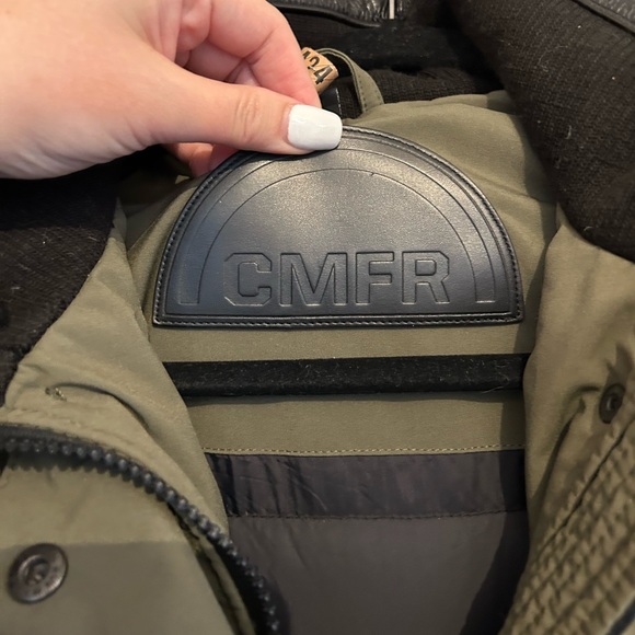 CMFR green winter parka with down filling and leather trim - Picture 6 of 15